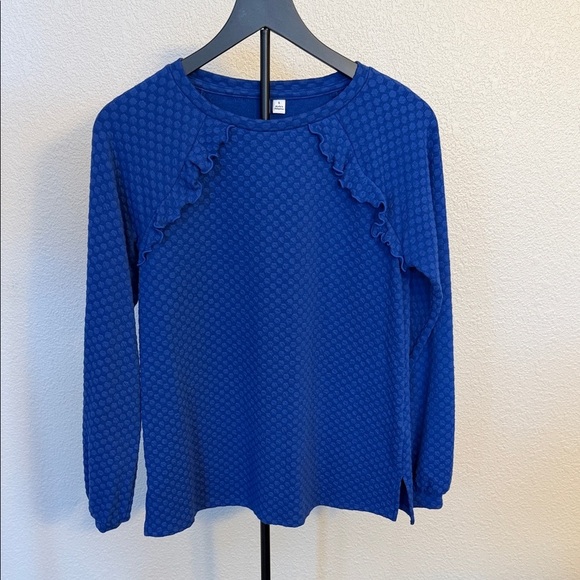Elle Tops - Elle Royal Blue Ruffle Long Sleeve Top